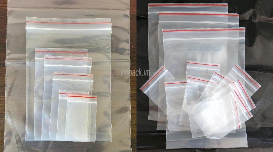Túi Zip Chỉ Đỏ Đầy Đủ Size, Chất Lượng Vượt Trội | Vinpack